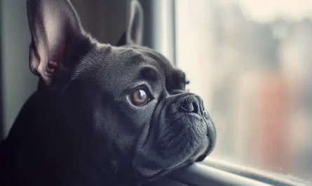 anxiété de séparation - bouledogue français regardant par une fenêtre