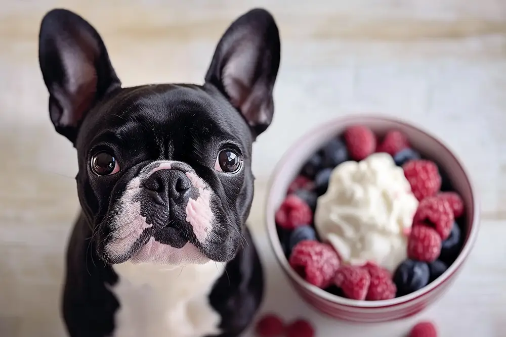 bouledogue Français et le yaourt